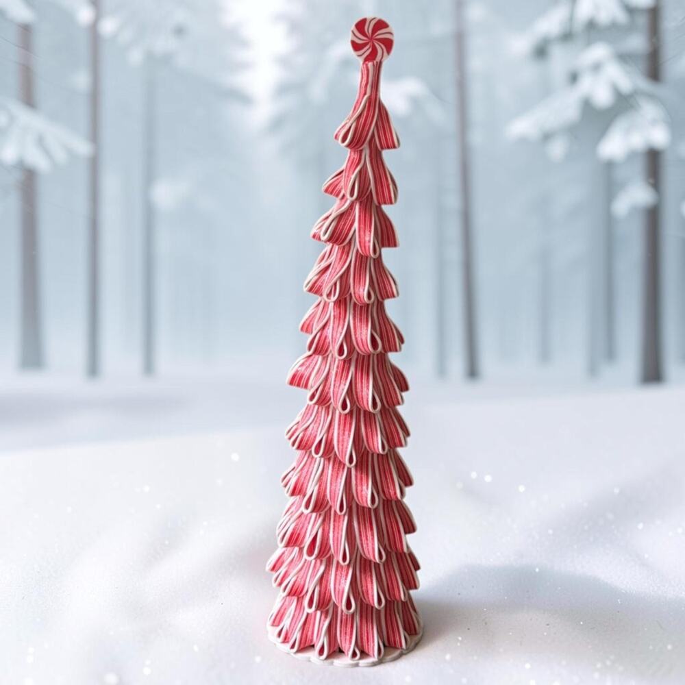 24” Red & White Peppermint Twist Christmas Tree Cupcakes & Cashmere Candy Cane
